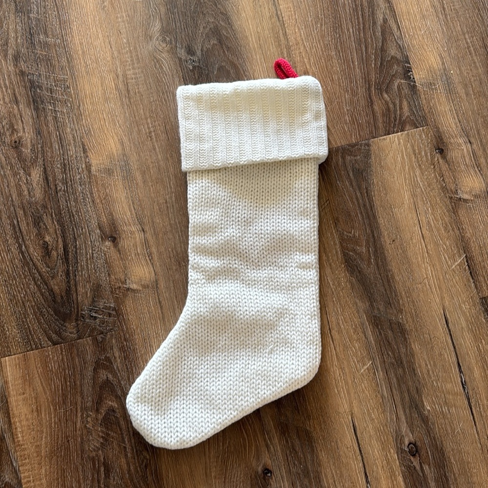Wonderland white Christmas Stocking red K monogram red/white knit - Picture 2 of 5